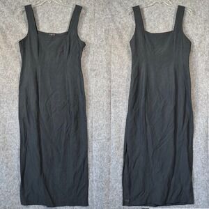 Finity Vintage‎ Silk Linen Maxi Dress Womens Size 10 Column Minimalist Quiey Lux
